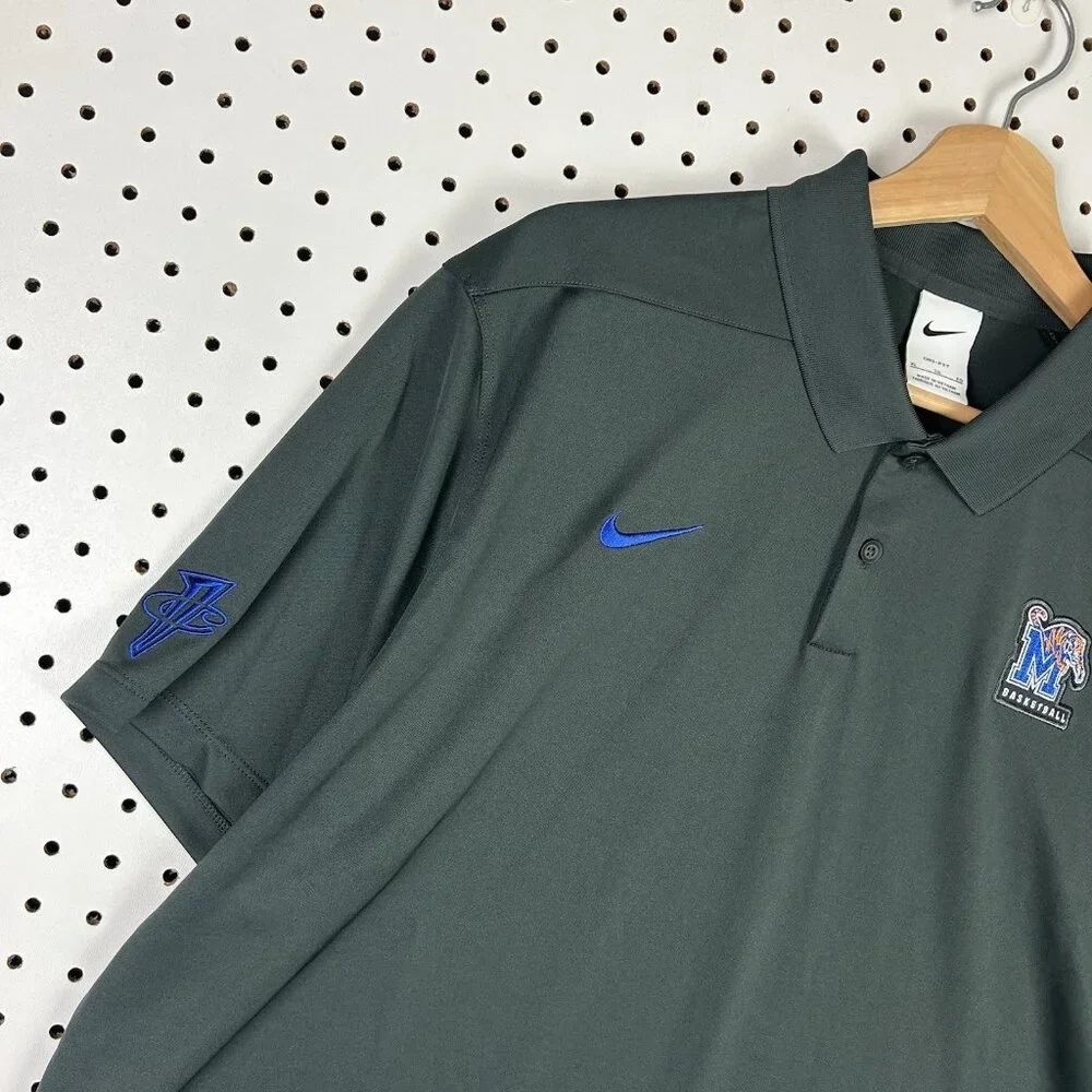 Nike 1 Cent Memphis Tigers Polo XL Gray Dri Fit NWT Basketball Team Issued Penny